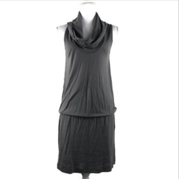 Vince Cowl Neck Jersey Knit Drop Waist Dress Black - Picture 4 of 4